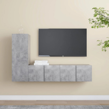 vidaXL 3 részes betonszürke forgácslap TV-szekrényszett bútor