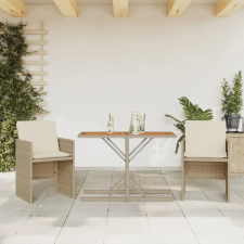 vidaXL 3 részes bézs polyrattan bisztrógarnitúra párnával kerti bútor
