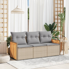 vidaXL 3 részes bézs polyrattan kerti ülőgarnitúra párnákkal kerti bútor