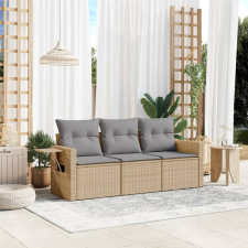 vidaXL 3 részes bézs polyrattan kerti ülőgarnitúra párnákkal kerti bútor