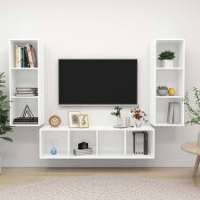 vidaXL 3 részes fehér forgácslap TV-szekrény szett bútor