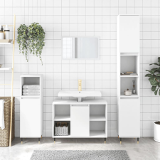 vidaXL 3-részes fehér szerelt fa fürdőszobai bútorszett fürdőszoba bútor