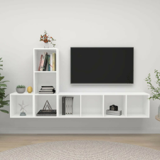 vidaXL 3 részes fehér szerelt fa TV-szekrény szett bútor