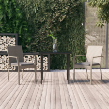 vidaXL 3 részes fekete és szürke polyrattan kerti étkezőszett párnával kerti bútor