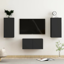 vidaXL 3 részes fekete forgácslap TV-szekrényszett bútor