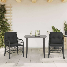 vidaXL 3 részes fekete polyrattan bisztrógarnitúra párnával bútor