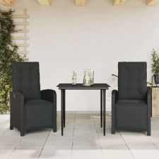 vidaXL 3 részes fekete polyrattan bisztrógarnitúra párnával bútor