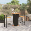 vidaXL 3-részes fekete polyrattan és tömör akácfa kerti bárszett