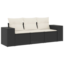 vidaXL 3 részes fekete polyrattan kerti ülőgarnitúra párnával (3254593) kerti bútor