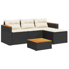 vidaXL 3 részes fekete polyrattan kerti ülőgarnitúra párnával (365826) kerti bútor