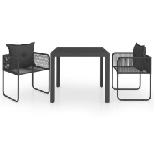 vidaXL 3 részes fekete PVC rattan kerti étkezőgarnitúra (3060100) kerti bútor