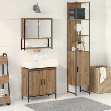 vidaXL 3 Részes Fürdőszoba Bútor Készlet Artisan Tölgyműanyag fürdőszoba bútor