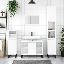 vidaXL 3 részes magasfényű fehér szerelt fa fürdőszobai bútorszett fürdőszoba bútor