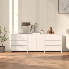 vidaXL 3 részes magasfényű fehér szerelt fa tálalószekrény bútor