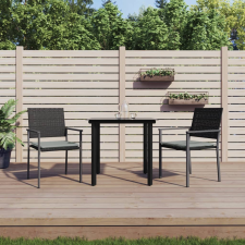 vidaXL 3-részes polyrattan és acél kerti étkezőgarnitúra párnával kerti bútor