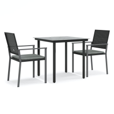 vidaXL 3-részes polyrattan és acél kerti étkezőgarnitúra párnával (3187017) kerti bútor