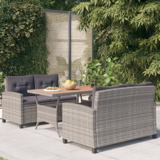 vidaXL 3-részes polyrattan és tömör akácfa kerti étkezőgarnitúra kerti bútor