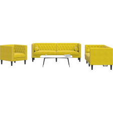 vidaXL 3 részes sárga bársony Chesterfield kanapészett hengerpárnákkal (3209287) bútor