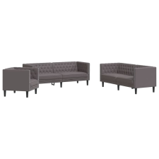 vidaXL 3 részes szürke műbőr Chesterfield kanapégarnitúra (3209270) bútor