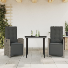 vidaXL 3 részes szürke polyrattan bisztrógarnitúra párnákkal kerti bútor