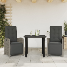 vidaXL 3 részes szürke polyrattan bisztrógarnitúra párnákkal kerti bútor