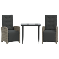vidaXL 3 részes szürke polyrattan bisztrógarnitúra párnákkal (3212556) kerti bútor