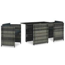 vidaXL 3-részes szürke polyrattan bisztrószett párnákkal (47745) kerti bútor