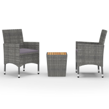 vidaXL 3 részes szürke polyrattan és akácfa bisztrószett (3058363) kerti bútor