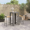 vidaXL 3-részes szürke polyrattan és tömör akácfa kerti bárszett