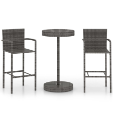 vidaXL 3 részes szürke polyrattan kerti bárszett kerti bútor