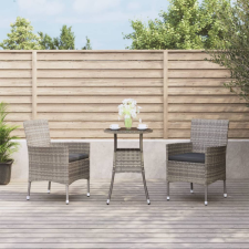 vidaXL 3-részes szürke polyrattan kerti bisztrógarnitúra párnákkal (3187418) kerti bútor