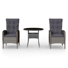 vidaXL 3 részes szürke polyrattan kerti bisztrószett (3058546) kerti bútor