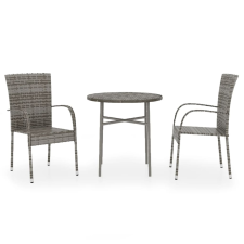 vidaXL 3 részes szürke polyrattan kerti étkezőgarnitúra (3098029) kerti bútor