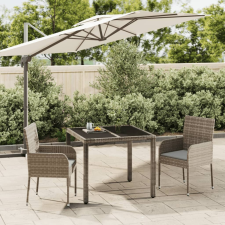 vidaXL 3 részes szürke polyrattan kerti étkezőgarnitúra párnával kerti bútor