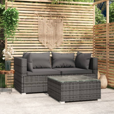 vidaXL 3 részes szürke polyrattan kerti ülőgarnitúra párnákkal kerti bútor