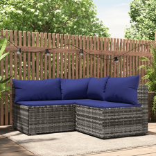 vidaXL 3 részes szürke polyrattan kerti ülőgarnitúra párnákkal kerti bútor