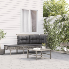 vidaXL 3 részes szürke polyrattan kerti ülőgarnitúra párnákkal kerti bútor