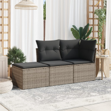 vidaXL 3 részes szürke polyrattan kerti ülőgarnitúra párnákkal kerti bútor