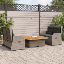vidaXL 3 részes szürke polyrattan kerti ülőgarnitúra párnákkal kerti bútor