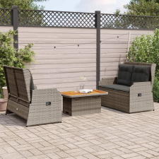 vidaXL 3 részes szürke polyrattan kerti ülőgarnitúra párnákkal kerti bútor