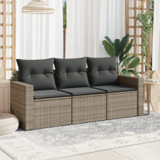 vidaXL 3 részes szürke polyrattan kerti ülőgarnitúra párnákkal kerti bútor