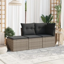 vidaXL 3 részes szürke polyrattan kerti ülőgarnitúra párnákkal kerti bútor