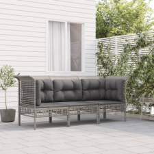 vidaXL 3 részes szürke polyrattan kerti ülőgarnitúra párnákkal kerti bútor