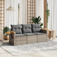 vidaXL 3 részes szürke polyrattan kerti ülőgarnitúra párnákkal kerti bútor