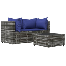 vidaXL 3 részes szürke polyrattan kerti ülőgarnitúra párnákkal (319843) kerti bútor