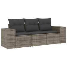 vidaXL 3 részes szürke polyrattan kerti ülőgarnitúra párnákkal (3254597) kerti bútor