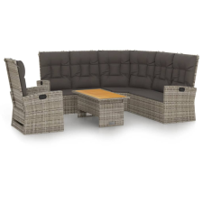 vidaXL 3 részes szürke polyrattan kerti ülőgarnitúra párnákkal (362178) kerti bútor
