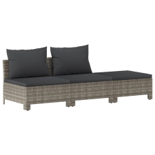 vidaXL 3 részes szürke polyrattan kerti ülőgarnitúra párnákkal (362692) kerti bútor
