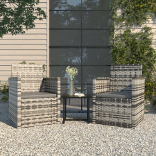 vidaXL 3-részes szürke polyrattan kültéri ülőgarnitúra párnákkal kerti bútor