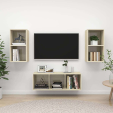 vidaXL 3 részes tölgyszínű forgácslap TV-szekrény szett bútor